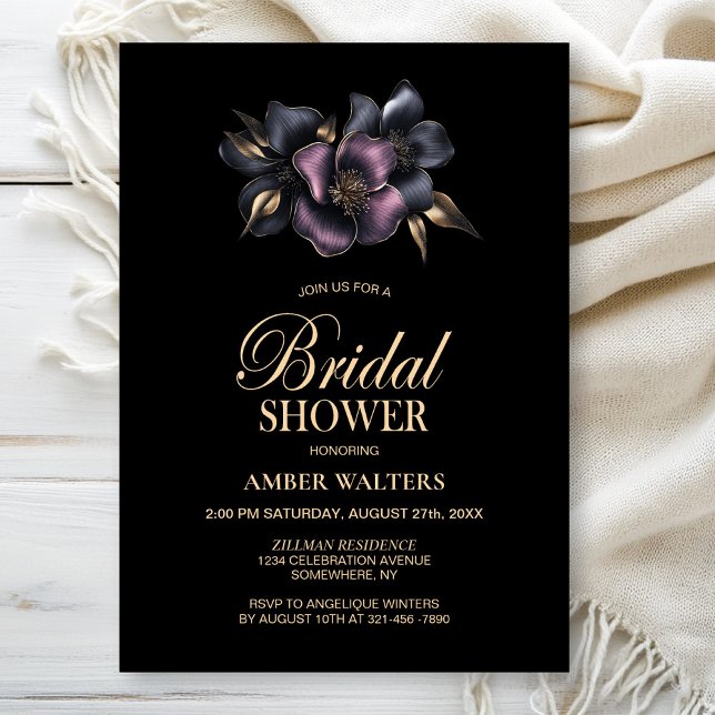 Dusty Pink and Grey Floral Bridal Shower Invitation (Creator Uploaded)