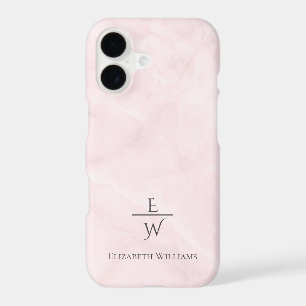 Dusty pink and white marble glitter personalized