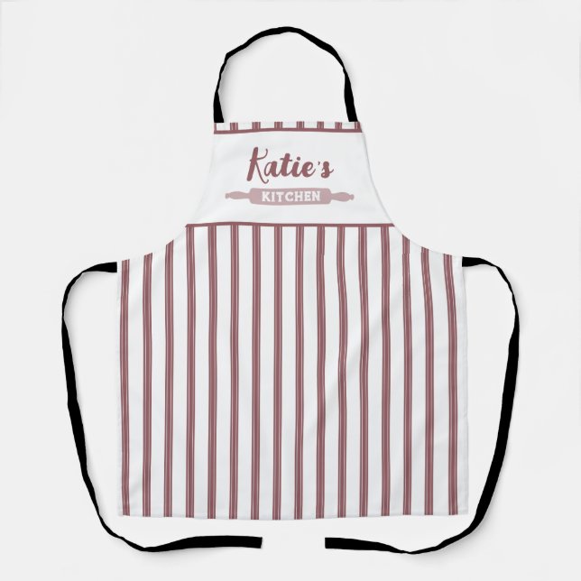 Dusty Pink And White Pinstripe Custom Apron (Front)