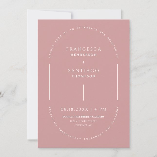 Dusty Pink Arch QR Code Wedding Photo Invite (Front)