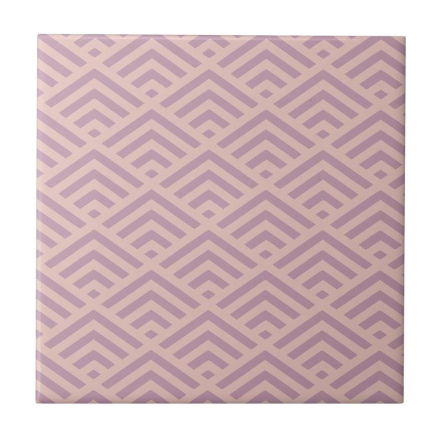 Dusty Pink Art Deco Diamond Pattern Ceramic Tile (Front)