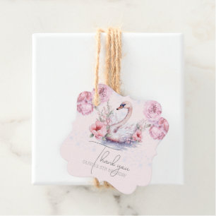 Dusty Pink Ballerina Birthday Glitter Photo Favour Tags