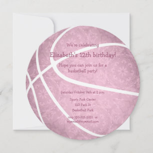 dusty pink basketball birthday sports party announcement