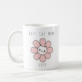 Dusty Pink Best Cat Mum Ever. Daisy Cat Coffee Mug