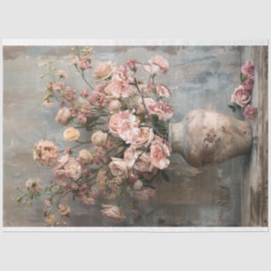 Dusty Pink & Blue Floral Still Life Art Tissue Paper