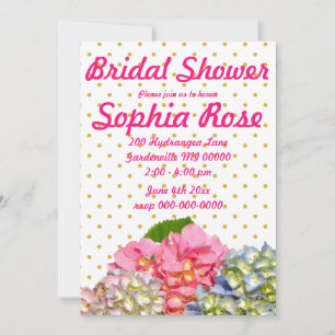 Dusty pink blue yellow green floral hydrangeas invitation