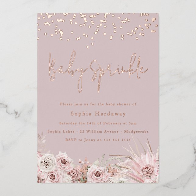 Dusty Pink Blush Baby Sprinkle Shower Rose Gold (Front)