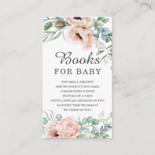 Dusty Pink Blush Floral Baby Shower Bring a Book Enclosure Card