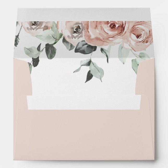 Dusty Pink Blush Floral Wedding Invitation Envelope (Back (Bottom))