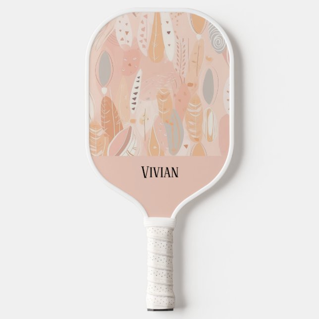 Dusty Pink Boho Botanical Abstract Personalised  Pickleball Paddle (Front)