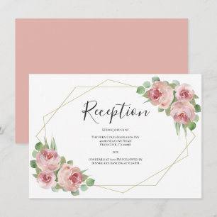 Dusty Pink Boho Floral Geometric Wedding Reception Enclosure Card