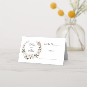 Dusty Pink Boho Floral Water Colour Pastel Wedding Place Card