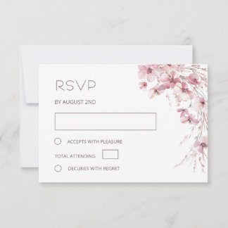 Dusty Pink Boho Floral Wedding RSVP Card
