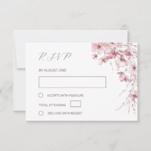 Dusty Pink Boho Floral Wedding RSVP Card