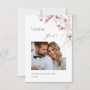 Dusty Pink Boho Flowers Thank You Card