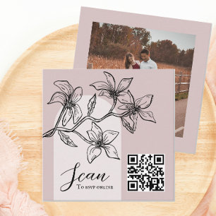 Dusty Pink Boho Photo Online RSVP QR Code  Enclosure Card