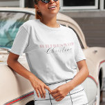 Dusty Pink Bold Script Calligraphy Bridesmaid Name T-Shirt<br><div class="desc">Celebrate your bachelorette with this elegant,  minimalist t-shirt,  featuring bold dusty pink typography and elegant calligraphy name. Easily add your own details by clicking on the "personalise" option.</div>
