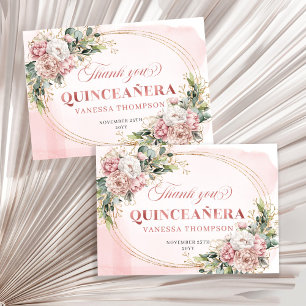 Dusty Pink Botanical Boho Thank You Card Styled