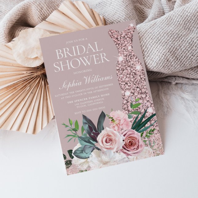 Dusty Pink Botanical Floral Blush Bridal Shower Invitation (Creator Uploaded)