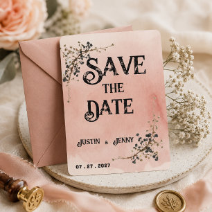 Dusty Pink Botanical floral wedding Invitation