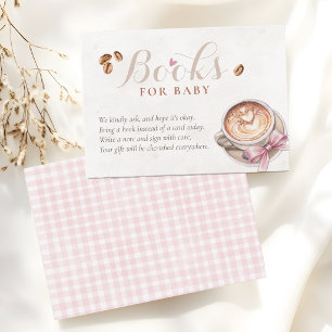 Dusty pink bow coffee  baby shower  BOOKS FOR BABY Enclosure Card