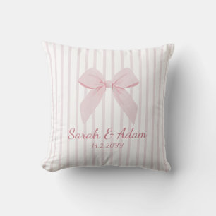 Dusty Pink Bow Name Anniversary Cushion
