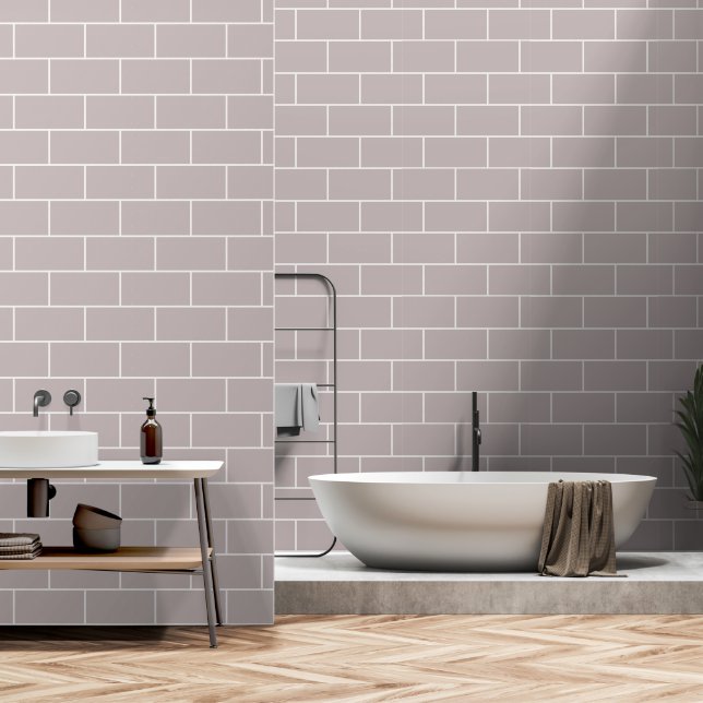 Dusty Pink Bricks Pattern Minimalist Wallpaper (Bathroom)