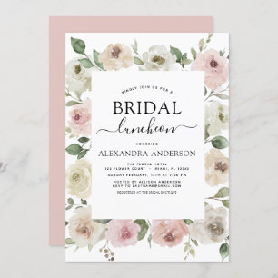 Dusty Pink Bridal Shower Luncheon Floral Invitati Invitation