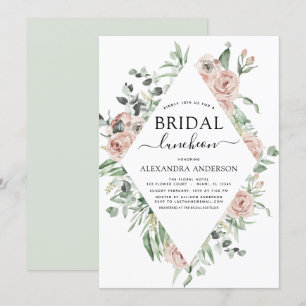 Dusty Pink Bridal Shower Luncheon Greenery Invita Invitation