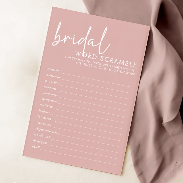 Dusty Pink Bridal Shower Word Scramble Game (Creator Uploaded)
