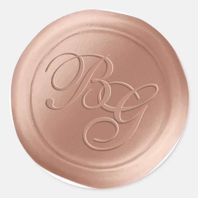 Dusty Pink Calligraphy Monogram Wax Seal Stickers (Front)
