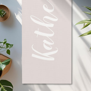 Dusty Pink Calligraphy Name Yoga Mat