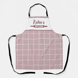 Dusty Pink Check Custom Apron