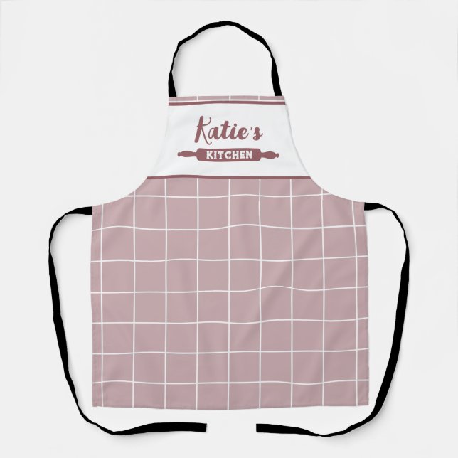 Dusty Pink Check Custom Apron (Front)