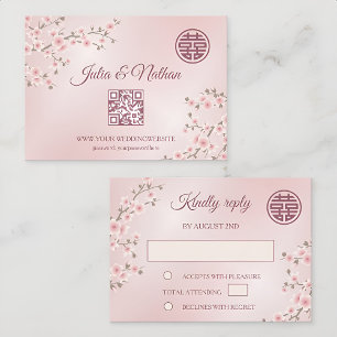 Dusty PInk Cherry Blossom RSVP Chinese Wedding