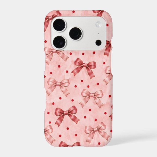 Dusty Pink & Cherry Red Bow Pattern iPhone 17 Pro  (Back)