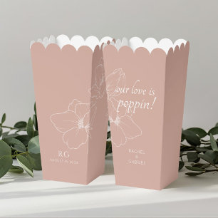Dusty Pink Chic Floral Couple Popcorn Favour Box