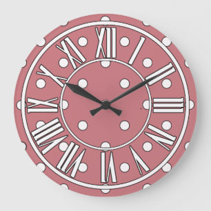Dusty Pink Clock with White Dots