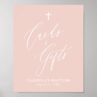 Dusty Pink Cross Girl Baptism Cards & Gifts Poster