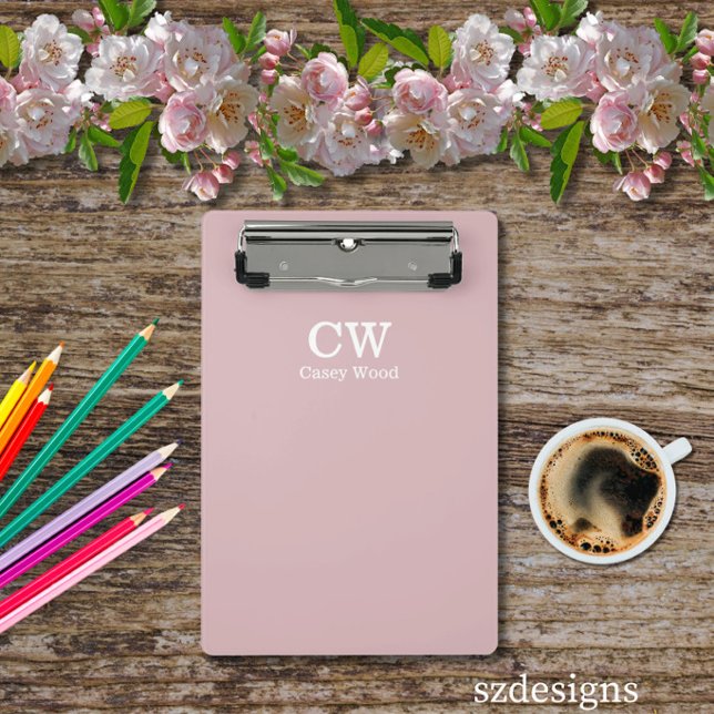 Dusty Pink Custom Initials  Mini Clipboard (Creator Uploaded)