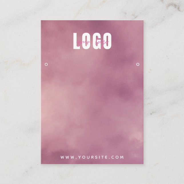 Dusty Pink Custom Logo Jewellery Earrings Display Business Card (Front)