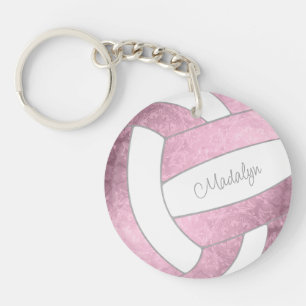 dusty pink custom name volleyball player gifts key ring