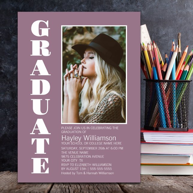 Dusty Pink Custom Photo Graduation Party Invitation (Creator Uploaded)