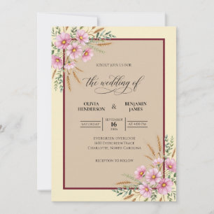 Dusty Pink Daisy Eucalyptus Wedding Invitation