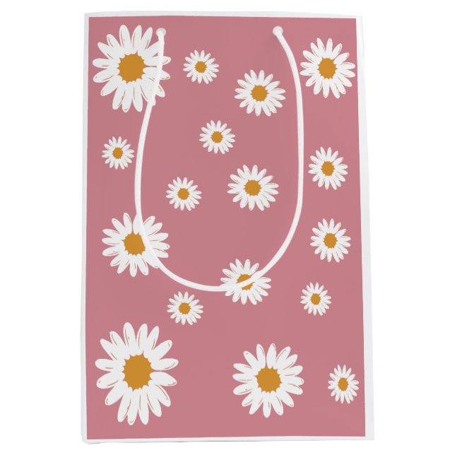 Dusty Pink Daisy Floral Gift Bag (Front)