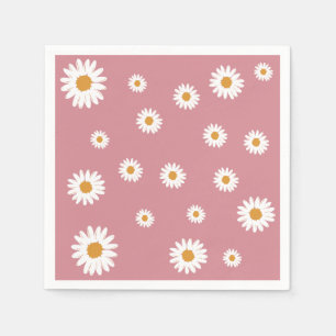 Dusty Pink Daisy Theme Paper Napkin