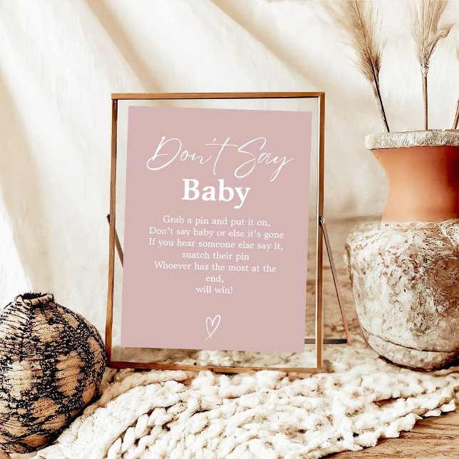 Dusty Pink Don't Say Baby Baby Shower Game sign (Creator Uploaded)