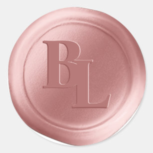 Dusty Pink Double Monogram Faux Wax Seal Stickers