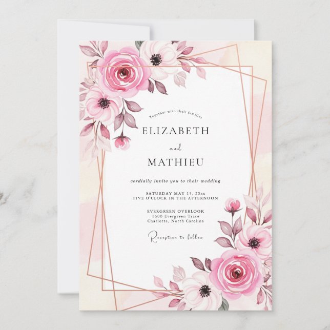 Dusty Pink Dreamy Spring Wedding Invitation (Front)