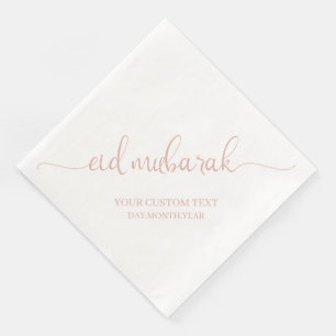 Dusty Pink Eid Mubarak Calligraphy Custom Napkin